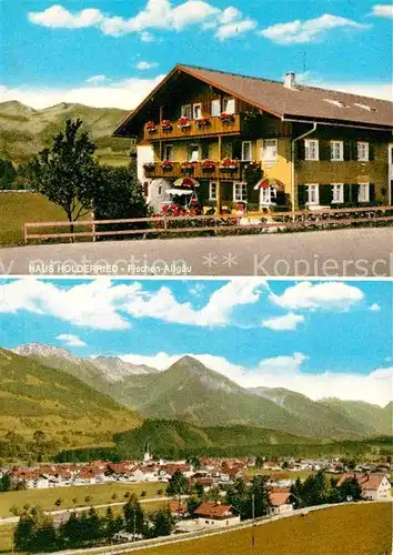 AK / Ansichtskarte Fischen Allgaeu Gaestehaus Pension Haus Holderried Gesamtansicht mit Alpenpanorama Kat. Fischen i.Allgaeu