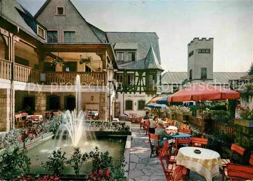 AK / Ansichtskarte Ruedesheim Rhein Lindenwirt in der Drosselgasse Terrasse Springbrunnen Kat. Ruedesheim am Rhein