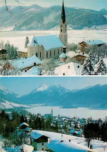 AK / Ansichtskarte Schliersee Kirche Winterpanorama Hoehenluftkurort Wintersportplatz Alpen Kat. Schliersee