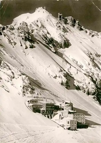 AK / Ansichtskarte Zugspitzbahn Hotel Schneefernerhaus Gipfelbahn und Gipfelstation Zugspitze Kat. Eisenbahn