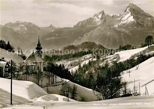 AK / Ansichtskarte Maria Gern Kirchenpartie mit Watzmann und Steinernes Meer Kat. Berchtesgaden