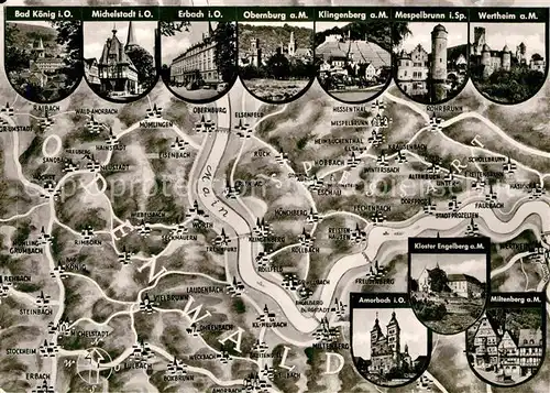 AK / Ansichtskarte Odenwald Maintal und Spessalt Panoramakarte 