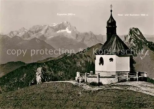 AK / Ansichtskarte Rottach Egern Wallbergbahn Kapelle mit Zugspitze Ross  und Buchstein Kat. Rottach Egern