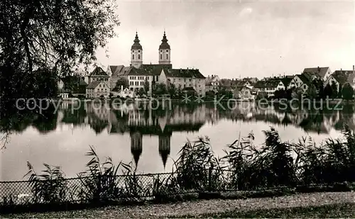 AK / Ansichtskarte Bad Waldsee Stadtsee Stiftskirche  Kat. Bad Waldsee