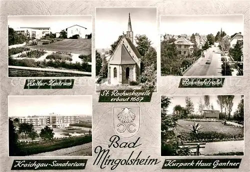 AK / Ansichtskarte Bad Mingolsheim Kultur Zentrum Bahnhofstrasse Sankt Rochuskapelle Kraichgau Sanatorium 