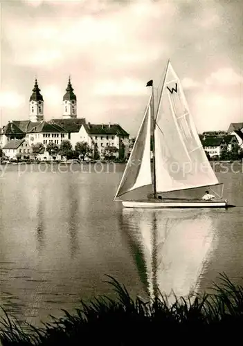 AK / Ansichtskarte Bad Waldsee Stadtsee Stiftskirche  Kat. Bad Waldsee