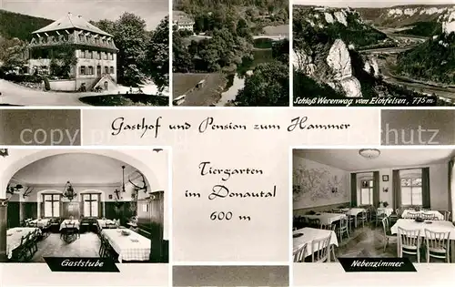 AK / Ansichtskarte Tiergarten Beuron Gasthof Pension zum Hammer Gaststube Nebenzimmer Schloss Werenwag Kat. Beuron