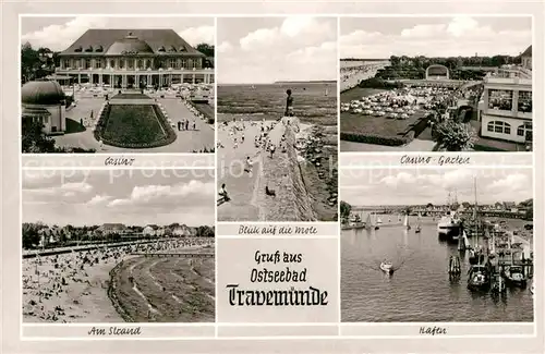 AK / Ansichtskarte Travemuende Ostseebad Casino Garten Mole Hafen Strand Kat. Luebeck