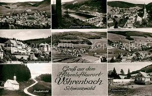 AK / Ansichtskarte Voehrenbach Panorama Linachtalsperre Luisenkrankenhaus Bruderkirchle Schwimmbad Kat. Voehrenbach