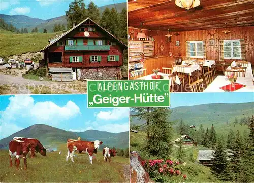 AK / Ansichtskarte Arriach Alpengasthof Geiger Huette Woellanernock Almvieh Kuehe Nockberge Kat. Arriach