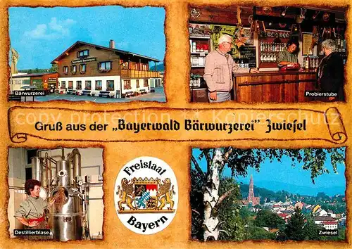 AK / Ansichtskarte Zwiesel Niederbayern Bayerwald Baerwurzerei Stadtbild mit Kirche Kat. Zwiesel
