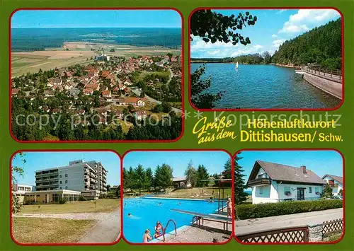 AK / Ansichtskarte Dittishausen Freibad See Wohnhaeuser Hoehenluftkurort Schwarzwald Fliegeraufnahme Kat. Loeffingen