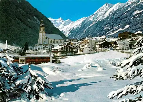 AK / Ansichtskarte Neustift Stubaital Tirol Ortsansicht mit Kirche Winterpanorama Stubaier Alpen Kat. Neustift im Stubaital