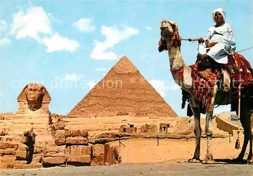 AK / Ansichtskarte Giza Grosse Sphinx Khephren Pyramide Kamel Kat. Giza