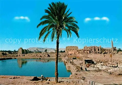AK / Ansichtskarte Luxor Louqsor Holy Lake at Karnak Temple Historische Staette Palme Kat. Luxor