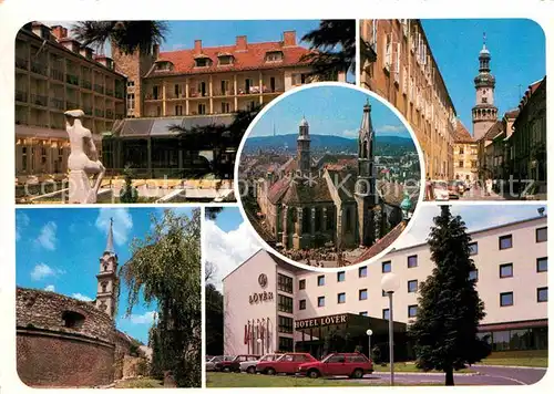 AK / Ansichtskarte Sopron Teilansichten Hotel Statue Innenstadt Kirche Stadtmauer