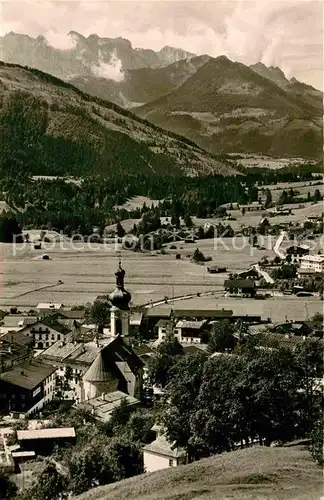 AK / Ansichtskarte Reit Winkl Kirche  Panorama Wildem Kaiser Kat. Reit im Winkl