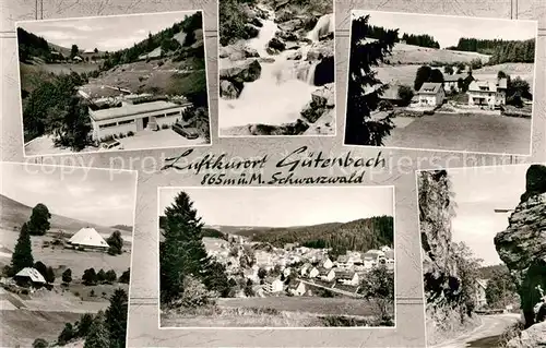 AK / Ansichtskarte Guetenbach Schwarzwald Schwimmbad Wasserfall Panorama Strassendurchbruch