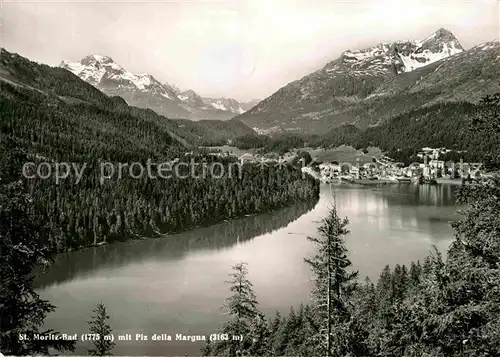 AK / Ansichtskarte St Moritz Bad GR Panorama mit Piz della Margna St Moritzersee Kat. St Moritz