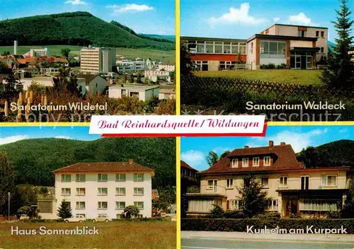 AK / Ansichtskarte Bad Reinhardsquelle Sanatorien Wildetal Waldeck Kurheim am Park Haus Sonnenblick Kat. Bad Wildungen