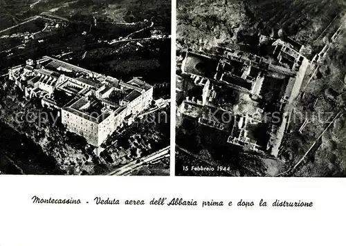 AK / Ansichtskarte Montecassino Fliegeraufnahme Abbazia prima e dopo la distruzione Kat. 