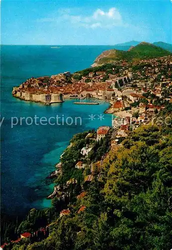 AK / Ansichtskarte Dubrovnik Ragusa Panorama Kueste Hafen Altstadt Halbinsel Kat. Dubrovnik