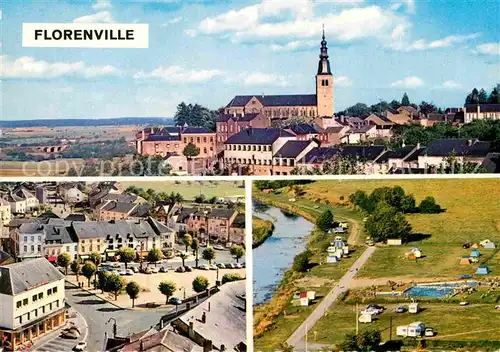 AK / Ansichtskarte Florenville Ortsansicht mit Kirche Campingplatz am Fluss Fliegeraufnahme Kat. 