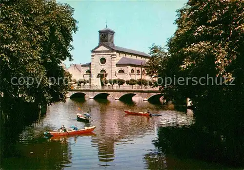 AK / Ansichtskarte Nismes Eglise Pont sur l Eau Noire Canoe Kat. 