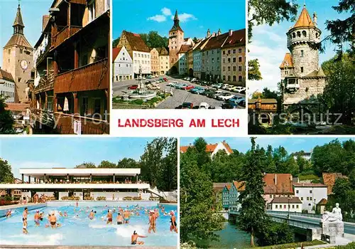 AK / Ansichtskarte Landsberg Lech Schwimmbad Hauptplatz Lech Kat. Landsberg am Lech