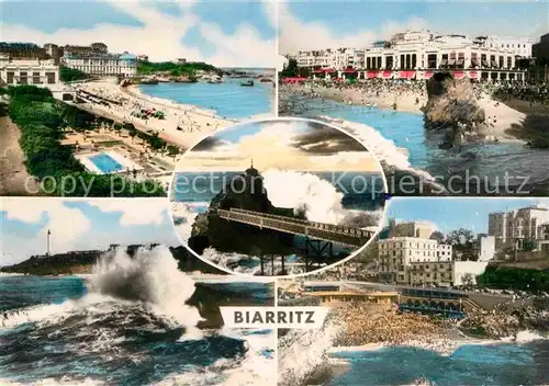 AK / Ansichtskarte Biarritz Pyrenees Atlantiques Grande Plage Casino Rocher de la Vierge Phare Port Vieux Kat. Biarritz