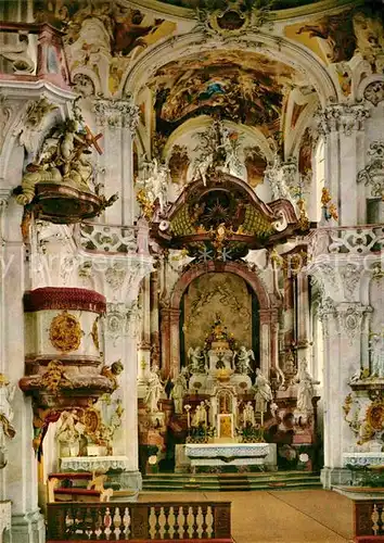 AK / Ansichtskarte Birnau Bodensee Wallfahrtskirche Inneres Altar Kanzel Kat. Uhldingen Muehlhofen