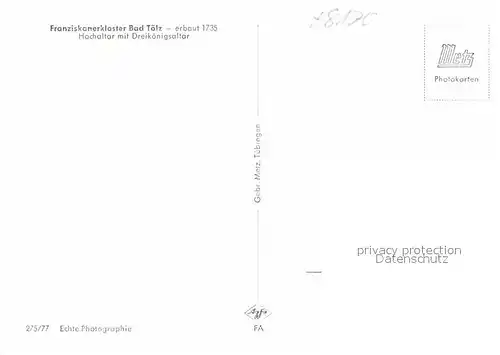 AK / Ansichtskarte Bad Toelz Franziskanerkloster Hochaltar mit Dreikoenigsaltar Kat. Bad Toelz