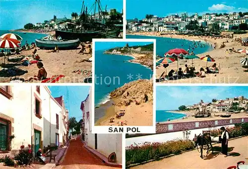 AK / Ansichtskarte San Pol De Mar Typische Gassen Strand Eselgespann Kat. Spanien