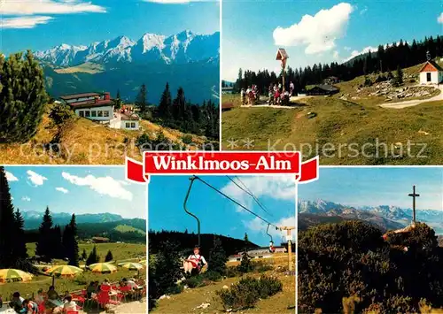 AK / Ansichtskarte Winklmoos Winkelmoos Winklmoos Alm mit Duerrnbachhorn Sesselbahn Loferer Steinberge Gipfelkreuz Alpenpanorama Kat. Reit im Winkl