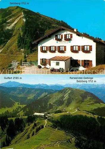 AK / Ansichtskarte Rottach Egern Berggaststaette Wallberghaus Panorama Blick zum Karwendelgebirge Kat. Rottach Egern