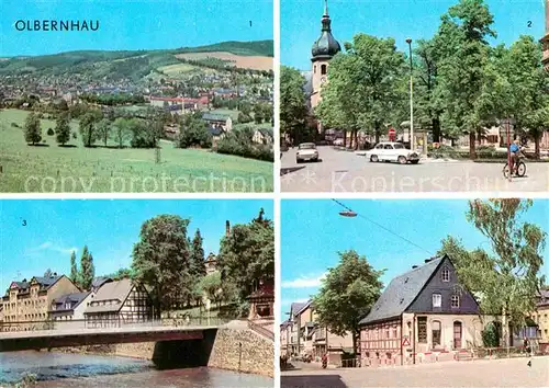 AK / Ansichtskarte Olbernhau Erzgebirge Ernst Thaelmann Platz Kegelbruecke Gruenthaler Strasse Kat. Olbernhau