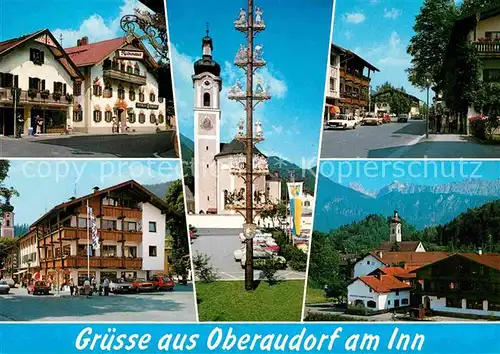 AK / Ansichtskarte Oberaudorf Gaststaette Rechenauer Kirche Ortsansichten Kat. Oberaudorf