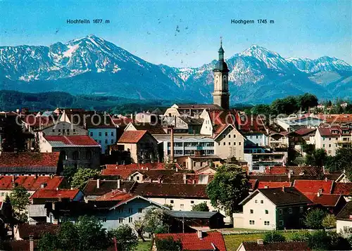 AK / Ansichtskarte Traunstein Oberbayern Chiemgauer Alpen Hochfelln Hochgern Kirche Ortsansicht Kat. Traunstein