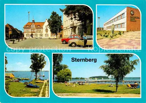 AK / Ansichtskarte Sternberg Mecklenburg Karl Liebknecht Platz Kreiskulturhaus Benno Voelkner See Freibad Kat. Sternberg Mecklenburg