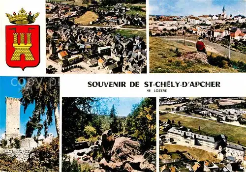 AK / Ansichtskarte Saint Chely d Apcher Vues generales Chateau Burgruine Wappen Krone Kat. Saint Chely d Apcher