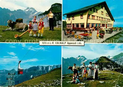 AK / Ansichtskarte Ebenalp mit Saentis Seilbahn Tracht Alphorn Kat. Ebenalp