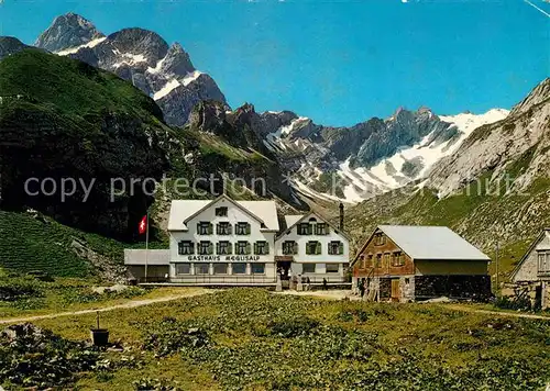 AK / Ansichtskarte Meglisalp Altmann Saentis Berggasthaus mit Altmann und Lisengrat Kat. Altmann