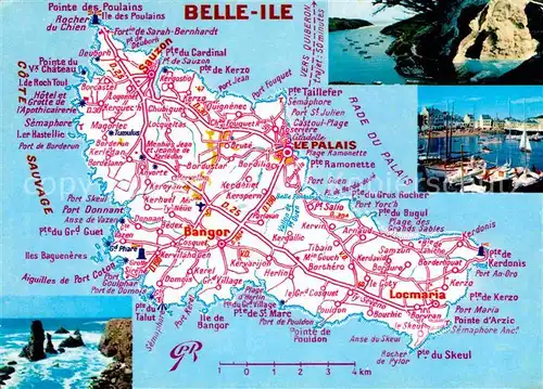 AK / Ansichtskarte Belle Ile en Mer Landkarte Hafen Bucht