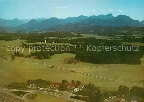 AK / Ansichtskarte Irschenberg Autobahn Rasthaus und Motel BAB Muenchen Salzburg Alpenpanorama Fliegeraufnahme Kat. Irschenberg