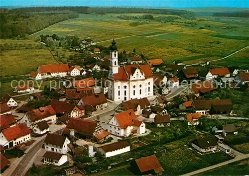 AK / Ansichtskarte Steinhausen Bad Schussenried Wallfahrtskirche Barock Erbauer Dominikus Zimmermann 18. Jhdt. Fliegeraufnahme Kat. Bad Schussenried