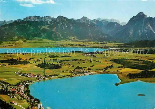 AK / Ansichtskarte Hopfen See Kneipp Hoehenluftkurort Forggensee Kenzenhochgebirge Zugspitze Alpen Fliegeraufnahme Kat. Fuessen