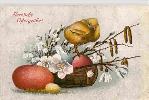 AK / Ansichtskarte Ostern Easter Paques Kueken Weidenkaetzchen Ei Maigloeckchen   Kat. Greetings