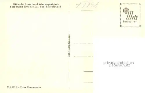 AK / Ansichtskarte Schoenwald Schwarzwald Ortsansicht Kat. Schoenwald im Schwarzwald