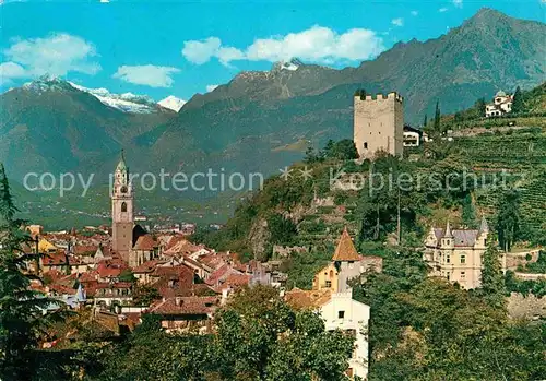 AK / Ansichtskarte Meran Merano Kirche Schloss Panorama 