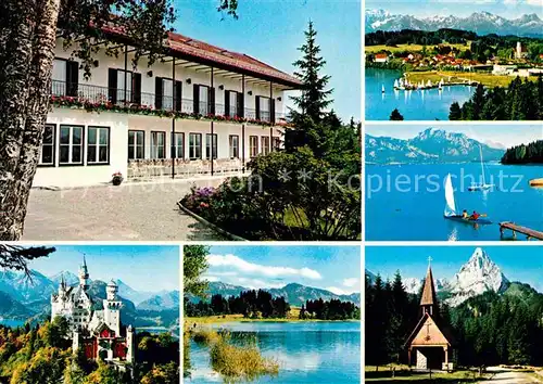 AK / Ansichtskarte Lechbruck See Haus Bergsonne Erholungs  und Freizeitheim See Alpen Schloss Neuschwanstein Kapelle Kat. Lechbruck am See